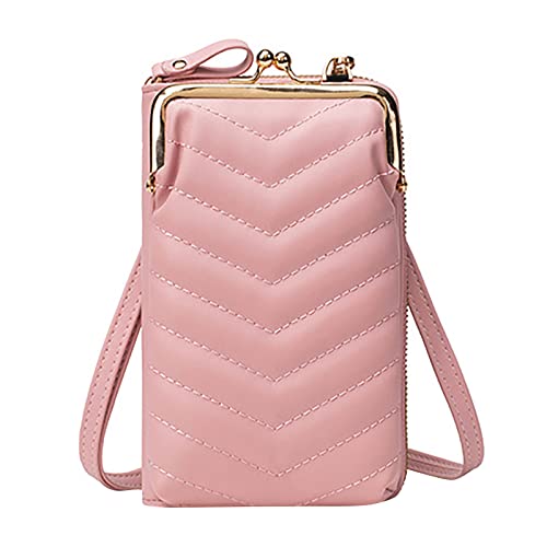 Koreanische Version von One Shoulder Kleine Tasche Mode Messenger Bag New Type Damen Touchscreen Handytasche Leder Umhängetasche, rose, Einheitsgröße von Generisch