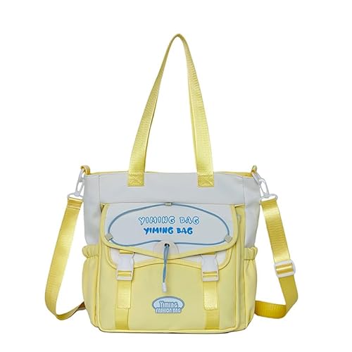 Koreanischer Stil Canvas Messenger Bag mit Blumendruck, niedliche große Kapazität, Umhängetasche, Crossbody Satchel für Mädchen, leichte Schultasche für Studenten, Pendeln oder den täglichen Gebrauch von Generisch