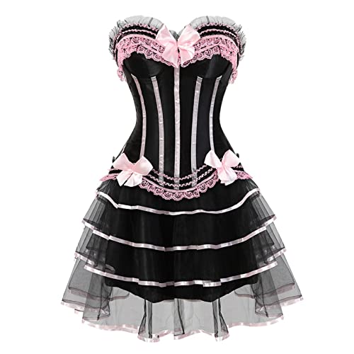 Korsett Kleid Damen Elegant Moulin Rouge Gothic Corsagenkleid Korsett Spitenrock Übergrößen Korsett Sexy Kleider Rock Damen Corsage Bustier Korsagenkleid Gothic von Generisch