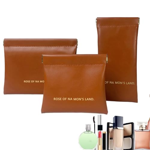 Kosmetik-Organizer-Tasche – PU-Leder, selbstschließende Make-up-Tasche, tragbare Reise-Aufbewahrungstasche, multifunktionaler Kosmetik-Zubehör-Organizer für Damen und Mädchen, braun, Refer to von Generisch