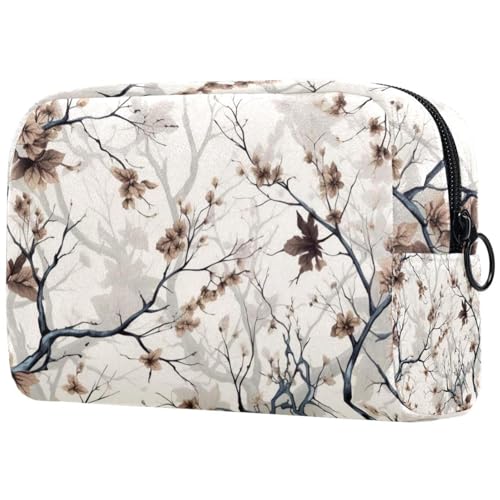 Kosmetiktasche, Make-up-Tasche mit Bäumen, Blumen, für Damen, große Make-up-Tasche, Reise-Organizer für Toilettenartikel, Mehrfarbig 1, 18.5x7.5x13cm/7.3x3x5.1in, Art déco von Generisch