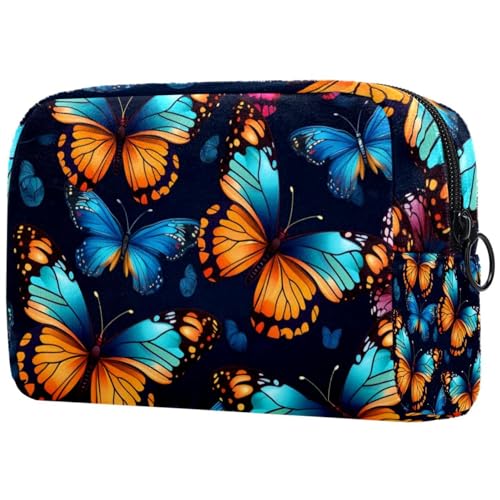 Kosmetiktasche, Make-up-Tasche mit Schmetterlings-Blume für Damen, große Make-up-Tasche, Reise-Organizer für Toilettenartikel, Mehrfarbig 1, 18.5x7.5x13cm/7.3x3x5.1in, Art déco von Generisch