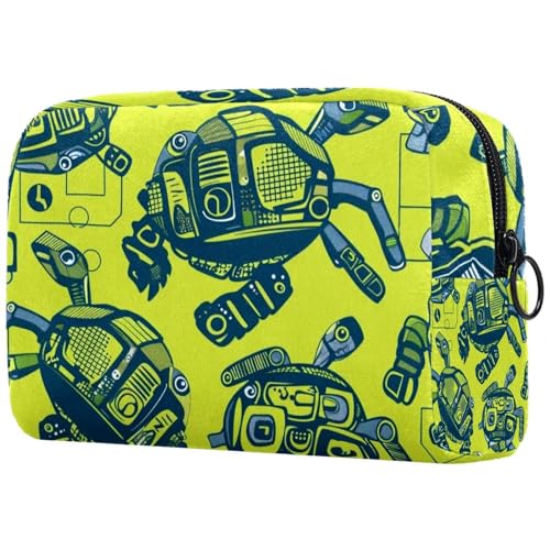 Kosmetiktasche, Make-up-Tasche mit abstrakten Roboter-Schildkröten für Frauen, große Make-up-Tasche, Reise-Organizer für Toilettenartikel, multi, 18.5x7.5x13cm/7.3x3x5.1in, Art déco von Generisch