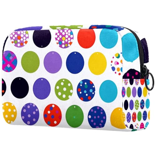 Kosmetiktasche, Make-up-Tasche mit farbigem Punktemuster für Damen, große Make-up-Tasche, Reise-Organizer für Toilettenartikel, multi, 18.5x7.5x13cm/7.3x3x5.1in, Art déco von Generisch