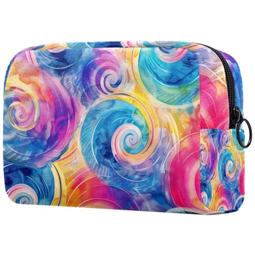 Kosmetiktasche, Make-up-Tasche mit geheimnisvollem, abstraktem Aquarell-Wirbel-Druck für Damen, große Make-up-Tasche, Reise-Organizer für Toilettenartikel, multi, 18.5x7.5x13cm/7.3x3x5.1in, Art déco von Generisch