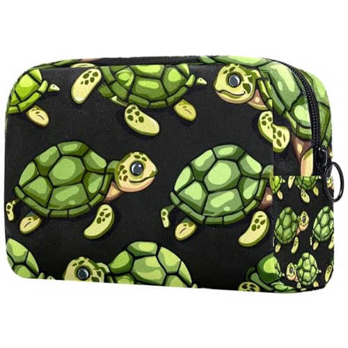 Kosmetiktasche, Make-up-Tasche mit nahtlosem Cartoon-Schildkrötenmuster für Damen, große Make-up-Tasche, Reise-Organizer für Toilettenartikel, multi, 18.5x7.5x13cm/7.3x3x5.1in, Art déco von Generisch