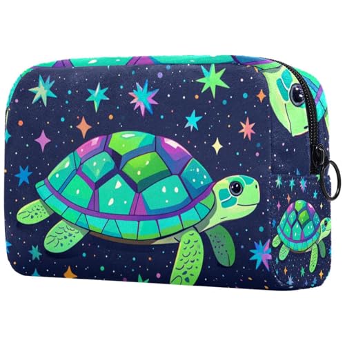 Kosmetiktasche, Make-up-Tasche mit schöner Sternenhimmel-Schildkröte für Damen, große Make-up-Tasche, Reise-Organizer für Toilettenartikel, multi, 18.5x7.5x13cm/7.3x3x5.1in, Art déco von Generisch