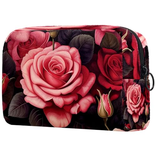 Kosmetiktasche für Damen, Blütenblätter, mit Reißverschluss, Kulturbeutel, Reise-Kosmetik-Organizer, mehrfarbig 4, 18.5x7.5x13cm/7.3x3x5.1in, Art déco von Generisch