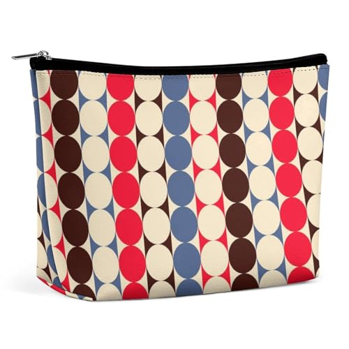 Kosmetiktasche für Damen, Kreise Mitte des Jahrhunderts, PU-Leder, Make-up-Tasche für Geldbörse, Kulturbeutel, Reise-Organizer-Tasche, Kreise Mitte des Jahrhunderts, Einheitsgröße von Generisch