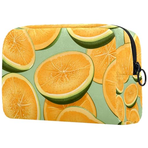 Kosmetiktasche für Damen, Motiv: Cantaloupes Leaf mit Reißverschluss, Kulturbeutel, Reise-Kosmetik-Organizer, mehrfarbig 4, 18.5x7.5x13cm/7.3x3x5.1in, Art déco von Generisch