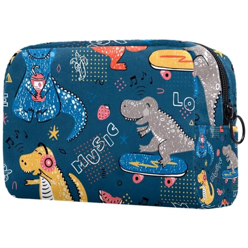 Kosmetiktasche für Damen, Motiv: Musikliebhaber, Dinosaurier, Reise-Kulturbeutel, groß, Make-up, praktische Tasche, Organizer-Tasche mit Reißverschluss, multi, 18.5x7.5x13cm/7.3x3x5.1in, Kulturbeutel von Generisch