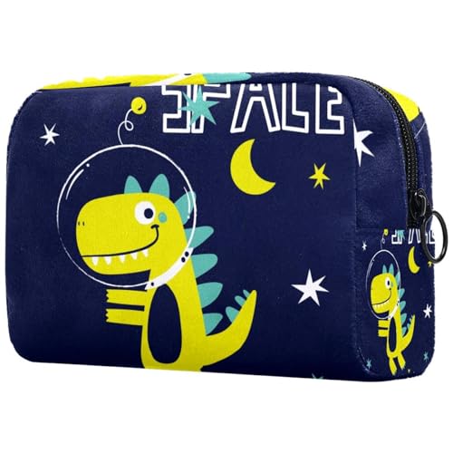 Kosmetiktasche für Damen, Motiv: Weltraum-Dinosaurier-Abenteuer, Reise-Kulturbeutel, groß, Make-up, praktische Tasche, Organizer-Tasche mit Reißverschluss, multi, 18.5x7.5x13cm/7.3x3x5.1in, von Generisch