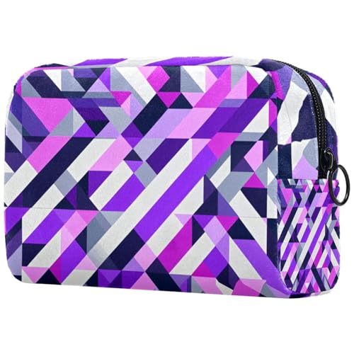 Kosmetiktasche für Damen, Schachbrettmuster, mit Reißverschluss, Kulturbeutel, Reise-Kosmetik-Organizer, multi, 18.5x7.5x13cm/7.3x3x5.1in, Art déco von Generisch