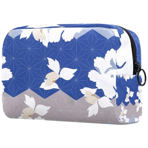 Kosmetiktasche für Damen, japanische Pfingstrose, Blume auf geometrischer Form, Reise-Kulturbeutel, groß, Make-up, praktische Tasche, Organizer, Tasche mit Reißverschluss, multi, von Generisch