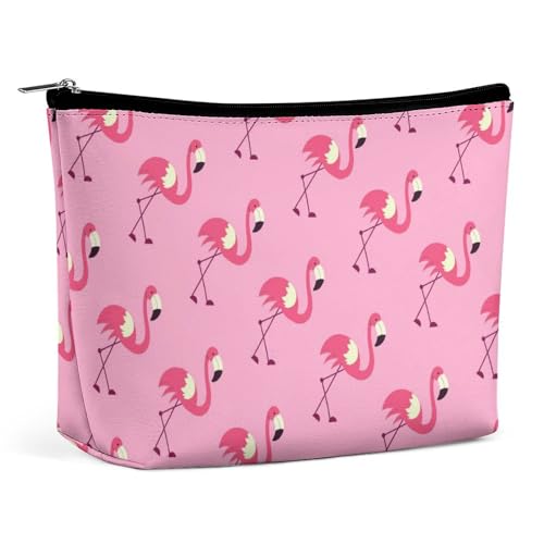 Kosmetiktasche für Damen, rosa Flamingos, PU-Leder, Make-up-Tasche für Geldbörse, Kulturbeutel, Reise-Organizer-Tasche, Pink Flamingos, Einheitsgröße von Generisch