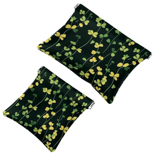 Kosmetiktasche für Damen, wasserdicht, Leder, Make-up-Tasche, kein Reißverschluss, selbstschließend, Make-up-Tasche für Mädchen, Mini-Tasche für Geldbörse, Weihnachts-Candycane rot und grün gestreift, von Generisch