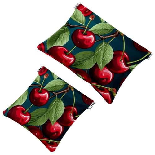 Kosmetiktasche für Geldbörsen, wasserdicht, tragbar, ohne Reißverschluss, Rot, Kirschrot 1607, 2 Stück, Mehrfarbig 06, A：7.1x5.8in/18x14.8cm，B:4.7x4.5in/12x11.5cm von Generisch