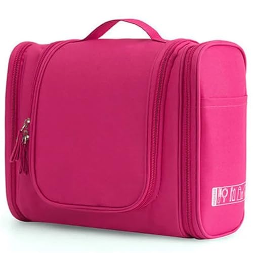 Kosmetiktasche für Reisen, tragbare Aufbewahrungstasche, zum Aufhängen, drei offene Make-up-Tasche, Organizer, Haken, große Kapazität, Frauen-Kulturbeutel, rose, 24x10.5x20.5cm von Generisch