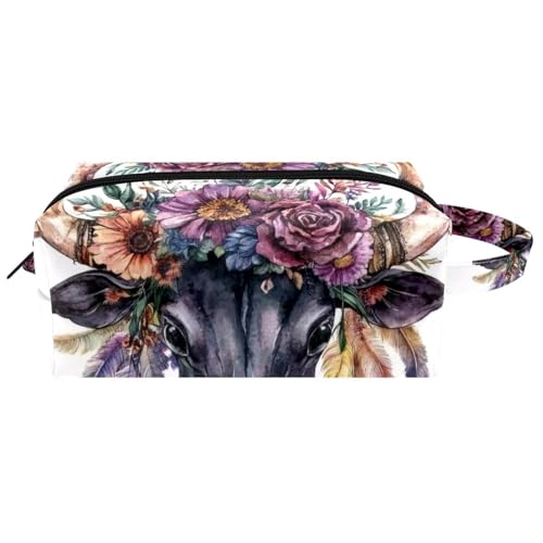 Kosmetiktasche im Boho-Stil mit Blumen und Federn, tragbare hängende Reise-Kulturbeutel, Leder-Make-up-Tasche, Kinder-Federmäppchen, Multicolor 01, 8.2x3.1x3.5 in/21x8x9 cm Kosmetiktasche im Boho-Stil mit Blumen und Federn, tragbare hängende Reise-Kulturbeutel, Leder-Make-up-Tasche, Kinder-Federmäppchen, Multicolor 01, 8.2x3.1x3.5 in/21x8x9 cm von Generisch