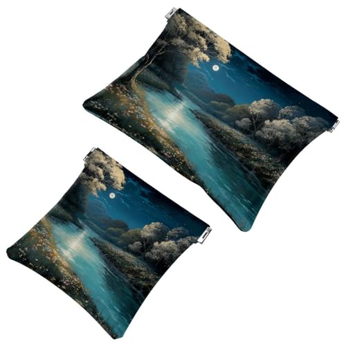 Kosmetiktasche mit 23 Fächern für Geldbörsen, wasserdichte Make-up-Tasche, tragbar, ohne Reißverschluss, 2 Stück, Mehrfarbig 09, A：7.1x5.8in/18x14.8cm，B:4.7x4.5in/12x11.5cm von Generisch