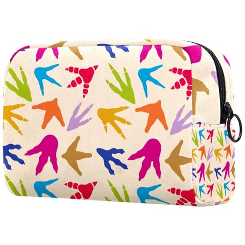 Kosmetiktasche mit Dinosaurier-Fußabdrücken für Damen, Reise-Kulturbeutel, groß, Make-up, praktische Tasche, Organizer-Tasche mit Reißverschluss, multi, 18.5x7.5x13cm/7.3x3x5.1in, Kulturbeutel von Generisch