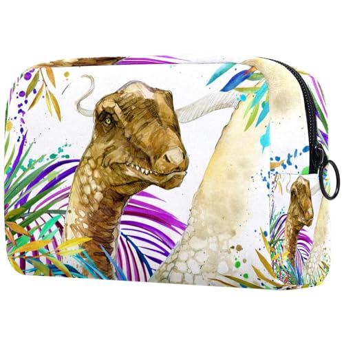 Kosmetiktasche mit Dinosaurier-Motiv im tropischen exotischen Dschungel, für Damen, Reise-Kulturbeutel, groß, Make-up, praktische Tasche, Organizer-Tasche mit Reißverschluss, multi, von Generisch