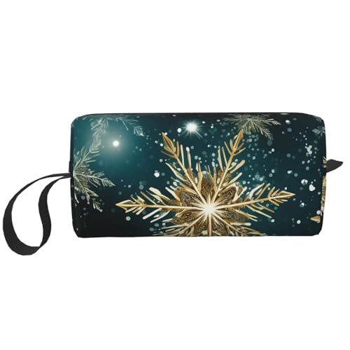 Kosmetiktasche mit Galaxie-Schneeflocken-Motiv, wasserabweisend, Reise-Kulturbeutel, Organizer für Damen und Herren, Weihnachten, Galaxie-Kosmetik-Aufbewahrungstasche mit Reißverschluss, tragbar von Generisch