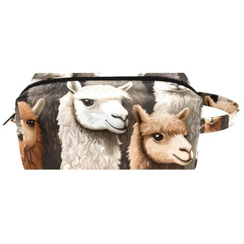 Kosmetiktasche mit Kätzchen- und Welpengesichtern mit Brille und Strand, Ananas, tragbare hängende Reise-Kulturbeutel, Leder-Make-up-Tasche, Kinder-Federmäppchen, Mehrfarbig 03, 8.2x3.1x3.5 in/21x8x9 von Generisch