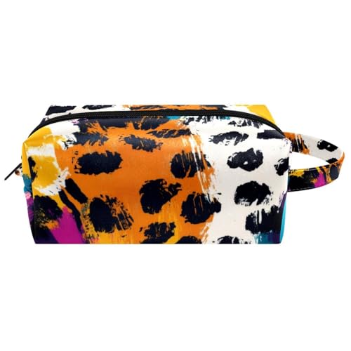 Kosmetiktasche mit Kätzchen- und Welpengesichtern mit Brille und Strand, Ananas, tragbare hängende Reise-Kulturbeutel, Leder-Make-up-Tasche, Kinder-Federmäppchen, Mehrfarbig 05, 8.2x3.1x3.5 in/21x8x9 von Generisch