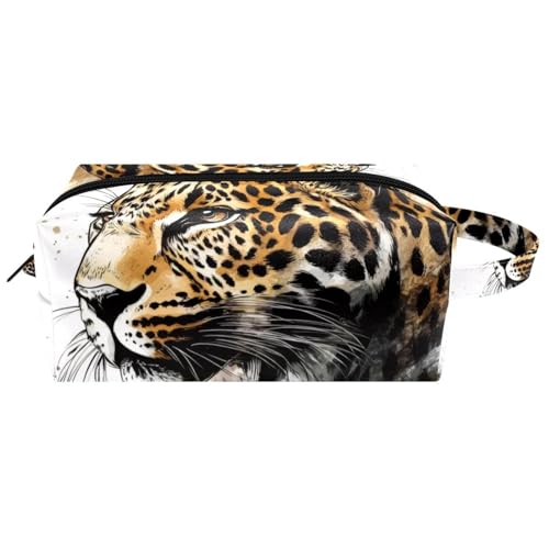 Kosmetiktasche mit Kätzchen- und Welpengesichtern mit Brille und Strand, Ananas, tragbare hängende Reise-Kulturbeutel, Leder-Make-up-Tasche, Kinder-Federmäppchen, Mehrfarbig 09, 8.2x3.1x3.5 in/21x8x9 von Generisch