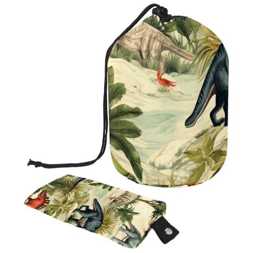 Kosmetiktasche mit Kordelzug, Kosmetiktasche, Make-up-Tasche, buntes Dinosaurier-Weltmuster, großer Kulturbeutel, wasserdicht, für Damen, Buntes Dinosaurier-Weltmuster, von Generisch