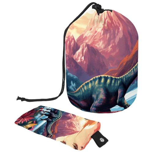 Kosmetiktasche mit Kordelzug, Kosmetiktasche mit Dinosaurier-Weltmuster, großer Kulturbeutel, wasserdicht, für Damen, Dinosaurierwelt-Muster, 9.9x6.9in/25.2x17.6cm;6x3.5in/15.2x8.8cm, Stilvoll von Generisch