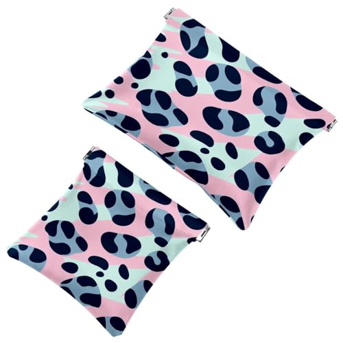 Kosmetiktasche mit Leopardenmuster 485 für Geldbörsen, wasserdichte Make-up-Tasche, Kosmetiktasche, tragbar, ohne Reißverschluss, 2 Stück, Mehrfarbig 02, A：7.1x5.8in/18x14.8cm，B:4.7x4.5in/12x11.5cm von Generisch