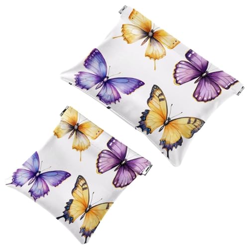 Kosmetiktasche mit Quetschverschluss, abstrakte blaue und weiße Wasserfarbe, Textur, wasserdicht, Reise-Make-up-Tasche für Geldbörse, tragbare Mini-Make-up-Tasche, kein Reißverschluss für Damen, von Generisch