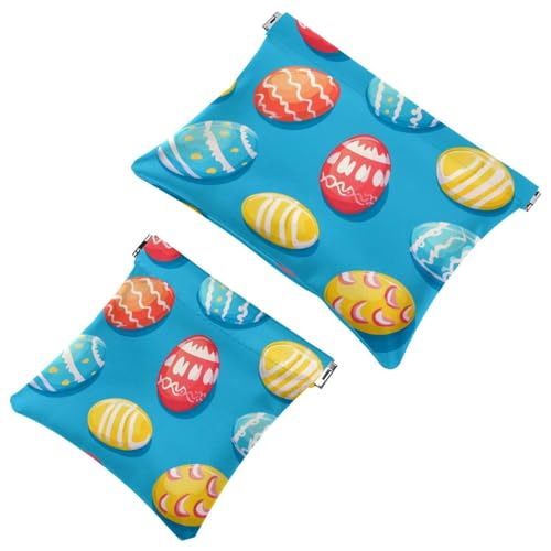 Kosmetiktasche mit Quetschverschluss, farbige Süßigkeiten, Lutscher, blauer Hintergrund, wasserdicht, Reise-Make-up-Tasche für Geldbörse, tragbare Mini-Make-up-Tasche, kein Reißverschluss, für Damen, von Generisch