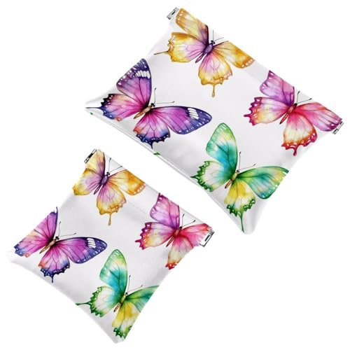 Kosmetiktasche mit Quetschverschluss, violette Lavendelblüte und Eukalyptuszweige wasserdichte Reise-Make-up-Tasche für Geldbörse, tragbare Mini-Make-up-Tasche, kein Reißverschluss für Damen, von Generisch