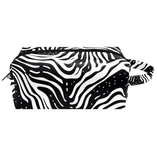 Kosmetiktasche mit abstraktem Blumenmuster, nahtloses Muster, tragbare hängende Reise-Kulturbeutel, Leder-Make-up-Tasche, Kinder-Federmäppchen, Mehrfarbig 03, 8.2x3.1x3.5 in/21x8x9 cm von Generisch