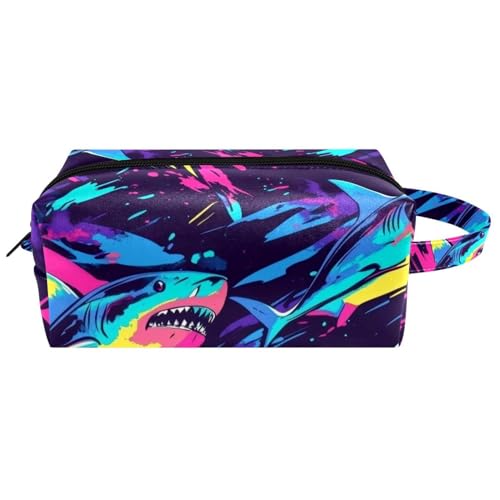 Kosmetiktasche mit abstraktem Blumenmuster, nahtloses Muster, tragbare hängende Reise-Kulturbeutel, Leder-Make-up-Tasche, Kinder-Federmäppchen, Mehrfarbig 07, 8.2x3.1x3.5 in/21x8x9 cm von Generisch