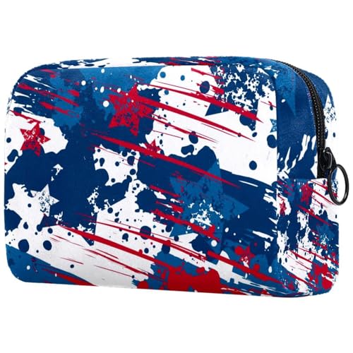 Kosmetiktasche mit abstraktem Grunge-Sternmuster, für Damen, Reise-Kulturbeutel, groß, Make-up, praktische Tasche, Organizer-Tasche mit Reißverschluss, multi, 18.5x7.5x13cm/7.3x3x5.1in, Kulturbeutel Kosmetiktasche mit abstraktem Grunge-Sternmuster, für Damen, Reise-Kulturbeutel, groß, Make-up, praktische Tasche, Organizer-Tasche mit Reißverschluss, multi, 18.5x7.5x13cm/7.3x3x5.1in, Kulturbeutel von Generisch