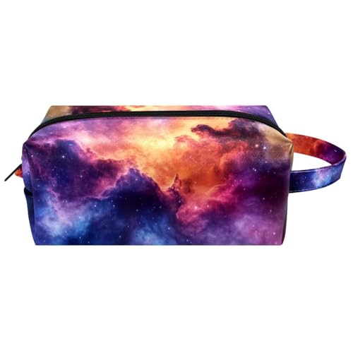 Kosmetiktasche mit bunten Haien auf schwarzem Hintergrund, tragbar, zum Aufhängen, Reise-Kulturbeutel, Leder-Make-up-Tasche, Kinder-Federmäppchen, Mehrfarbig 05, 8.2x3.1x3.5 in/21x8x9 cm von Generisch