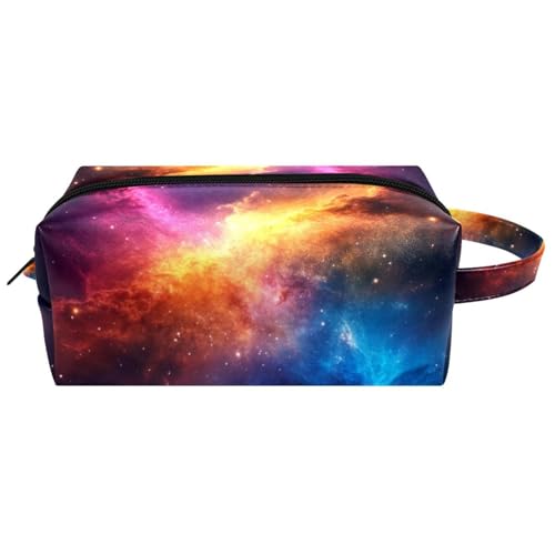 Kosmetiktasche mit bunten Haien auf schwarzem Hintergrund, tragbar, zum Aufhängen, Reise-Kulturbeutel, Leder-Make-up-Tasche, Kinder-Federmäppchen, Mehrfarbig 07, 8.2x3.1x3.5 in/21x8x9 cm von Generisch