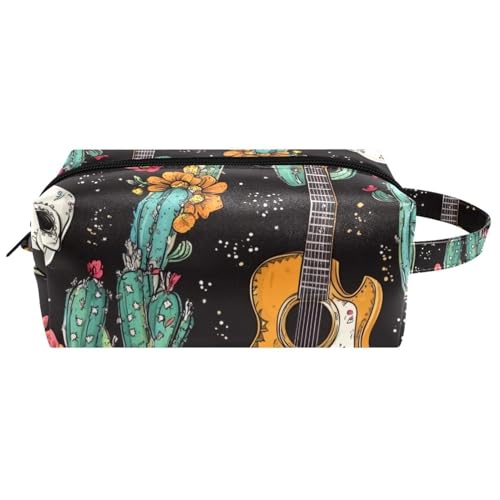 Kosmetiktasche mit niedlichem Kaktusmuster, Boho-Stil, nahtloses Muster, tragbare hängende Reise-Kulturbeutel, Leder-Make-up-Tasche, Kinder-Federmäppchen, Mehrfarbig 02, 8.2x3.1x3.5 in/21x8x9 cm von Generisch