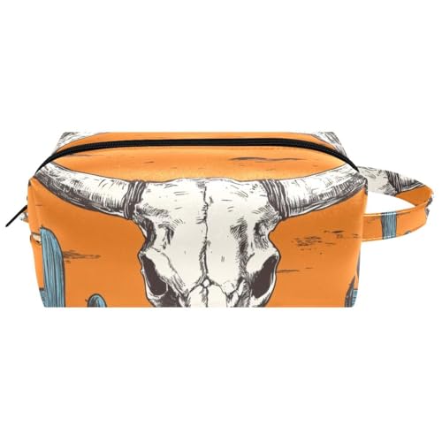 Kosmetiktasche mit niedlichem Kaktusmuster, Boho-Stil, nahtloses Muster, tragbare hängende Reise-Kulturbeutel, Leder-Make-up-Tasche, Kinder-Federmäppchen, Mehrfarbig 09, 8.2x3.1x3.5 in/21x8x9 cm von Generisch