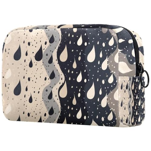 Kosmetiktasche mit schwarz-weißem Wassertropfenmuster für Damen, große Make-up-Tasche, Reise-Organizer für Toilettenartikel, multi, 18.5x7.5x13cm/7.3x3x5.1in, Art déco von Generisch