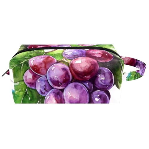 Kosmetiktasche zum Aufhängen, Aquarell, Obst, Traube auf weißem Hintergrund, wasserabweisend, Kulturbeutel, Reisetasche für Damen, Herren, Mädchen, tragbare Make-up-Tasche aus Leder, kleine Tasche, von Generisch