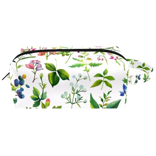 Kosmetiktasche zum Aufhängen, Aquarell-Pflanzen, nahtloses Muster, wasserabweisend, Kulturbeutel, Reisetasche für Damen, Herren, Mädchen, tragbare Make-up-Tasche aus Leder, Multicolor 01, 8.2x3.1x3.5 von Generisch