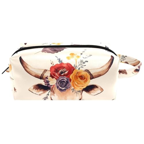 Kosmetiktasche zum Aufhängen, Aquarell-Zeichnungen, bunte Blumen, wasserabweisend, Kulturbeutel, Reisetasche für Damen, Herren, Mädchen, tragbare Make-up-Tasche aus Leder, Mehrfarbig 04, 8.2x3.1x3.5 von Generisch