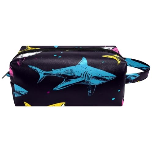 Kosmetiktasche zum Aufhängen, Marineblau und Weiß, Oktopus, nahtloses Muster, wasserabweisend, Kulturbeutel, Reisetasche, für Damen, Herren, Mädchen, tragbare Make-up-Tasche aus Leder, Mehrfarbig 04, von Generisch