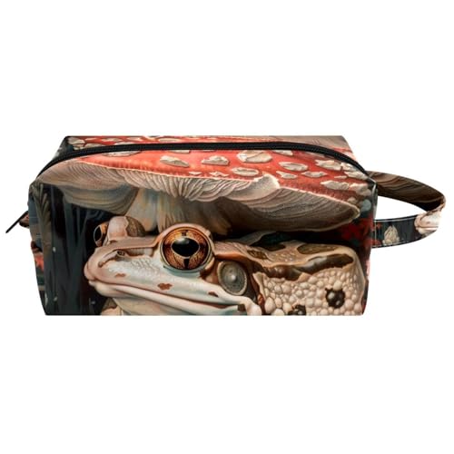 Kosmetiktasche zum Aufhängen, ästhetischer Blumen-Frosch, Pilz, wasserabweisend, Kulturbeutel, Reisetasche, für Damen, Herren, Mädchen, tragbare Make-up-Tasche aus Leder, kleine Tasche, Mehrfarbig 10, von Generisch