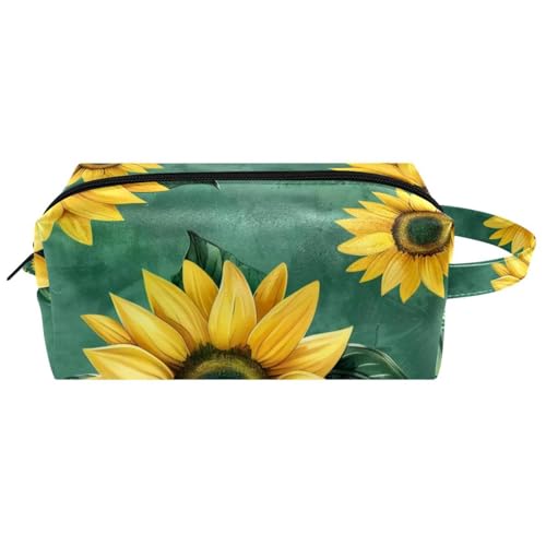 Kosmetiktasche zum Aufhängen, gelbe Sonnenblumen-Blumen, wasserabweisend, Kulturbeutel, Reisetasche, für Damen, Herren, Mädchen, tragbar, Leder, Make-up, kleine Tasche, Mehrfarbig 09, 8.2x3.1x3.5 von Generisch